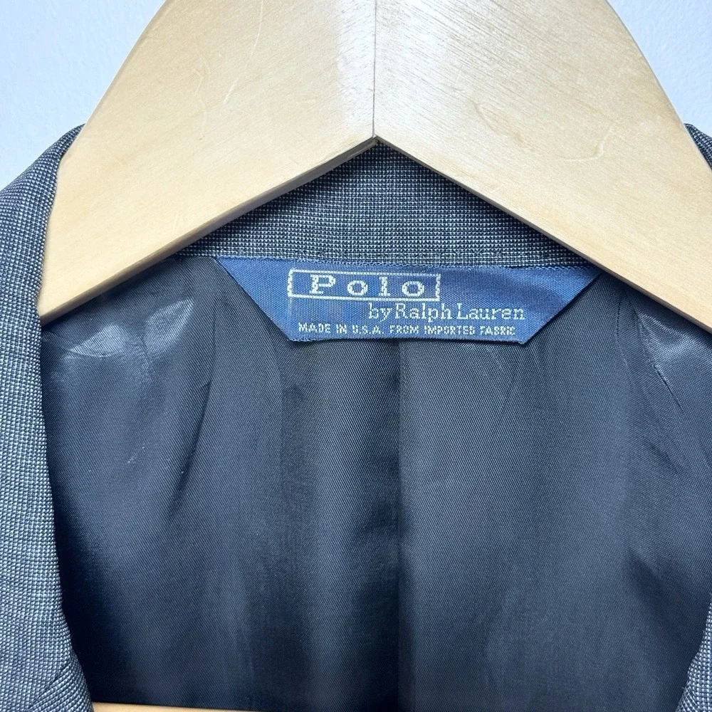 Vtg Polo Ralph Lauren Suit Jacket 42XL Relaxed Fit Double Breasted Wool 90s Gray